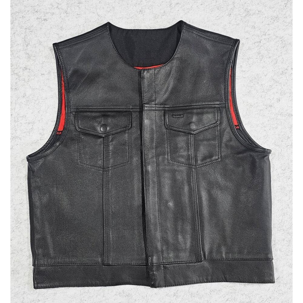 Z1R Leather Motorcycle Vest 338, Heavy Duty, Seamless , CCW Storage, Mens Sz L